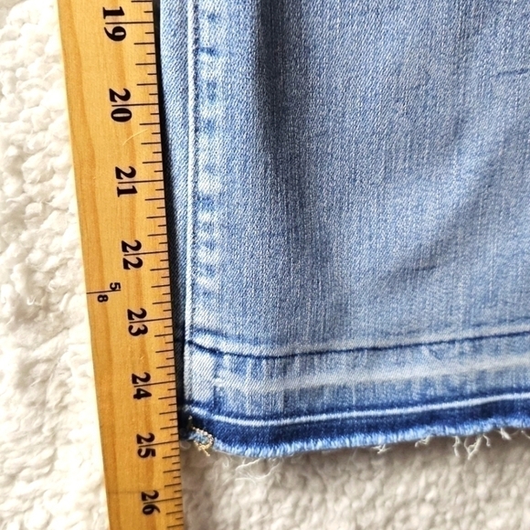 Loft Exposed Button Front High Rise Mini Flare Kick Crop Raw Hem Size 27/4 - Picture 6 of 12